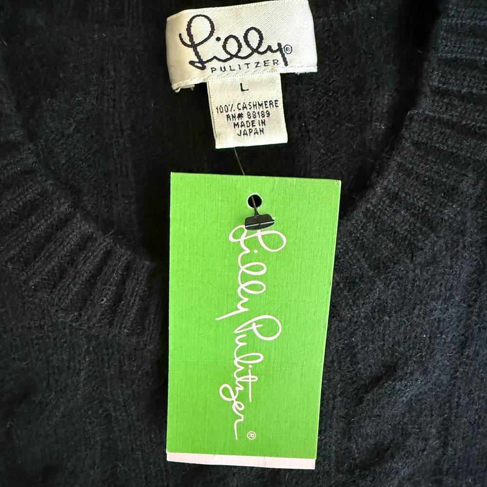 New cashmere Lilly Pulitzer Black  Sweater size L - Picture 5 of 7